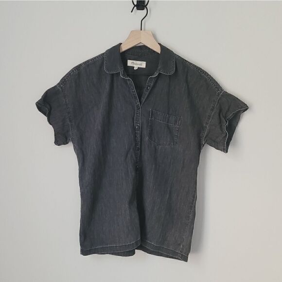 Madewell Denim Rolled-Sleeve Shirt in Lunar Wash Size XXS - Picture 2 of 8